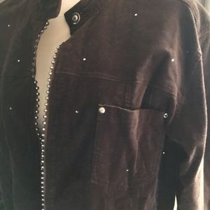 Quacker Factory Women's Brown Corduroy Bling Coat